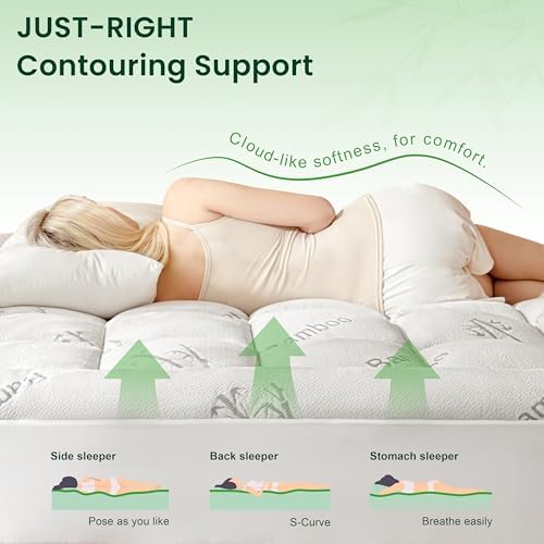 Love's cabin Queen Mattress Topper Viscose Derived from Bamboo, Thick Pillow - Image 3