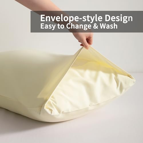 King Pillow Cases, 2 Pack, 20x36 in, Microfiber, Cream Yellow - Image 4