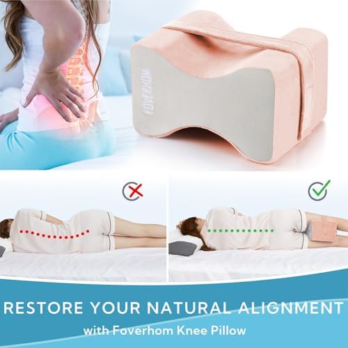 foverhom Memory Foam Knee Pillow Orthopedic Leg Support Pink - Image 4
