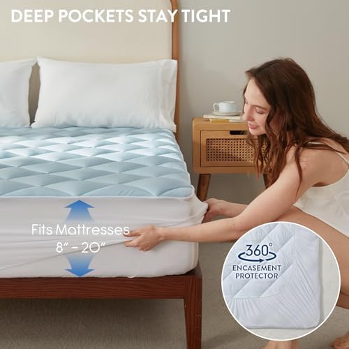SureFit Cooling Mattress Topper Full, Gel-Infused Memory Foam Mattress Pad - Image 5