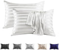 MR&HM Satin Pillowcase 2 Pack, King Size 20"x40", Ivory Striped by MRHM