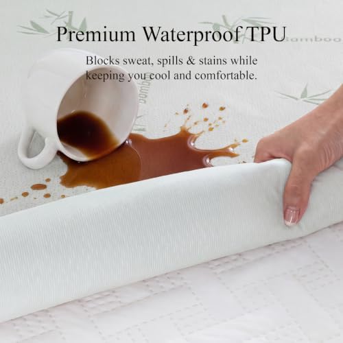 Cal King Waterproof Mattress Protector, Bamboo Viscose Mattress Pad - Image 4
