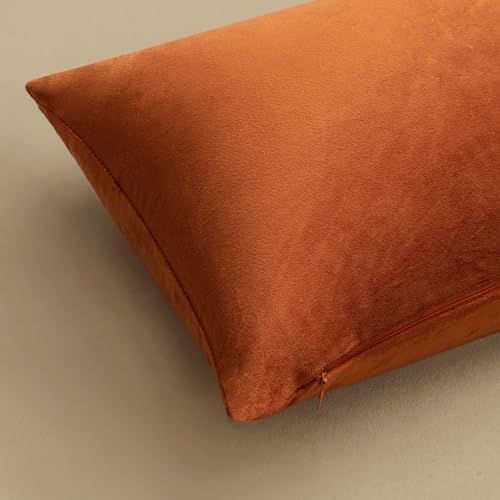 MIULEE Velvet Fall Throw Pillow Covers 18x18 Inch Pack of 2 Rust - Image 6