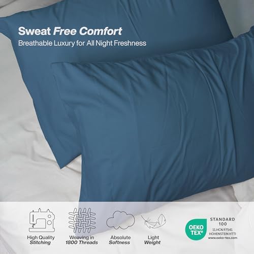 QUEENSBAY King Pillow Cases Set of 2, Microfiber Cooling Pillowcases, Soft - Image 3