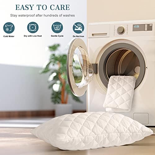 UNILIBRA 2 Pack Waterproof Pillow Protector Quilted Queen Size - Image 6