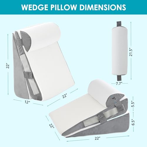3Pcs Wedge Pillow Set for After Surgery, Acid Reflux Relief, Adjustable Bed - Image 2