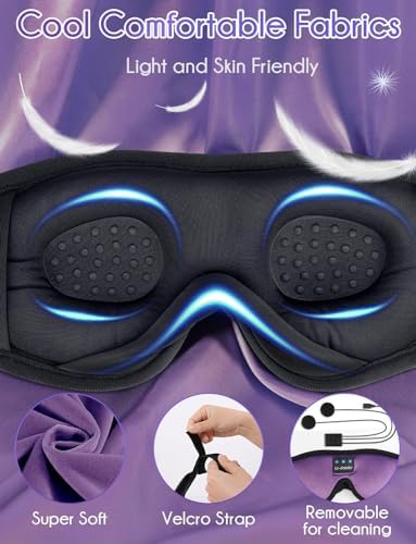 LC-dolida Sleep Headphones, Sleep Mask Bluetooth Wireless Music Eye Mask - Image 3
