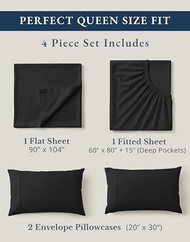LANE LINEN Queen Sheet Set 100% Organic Cotton Cooling Soft 4pc - Image 4