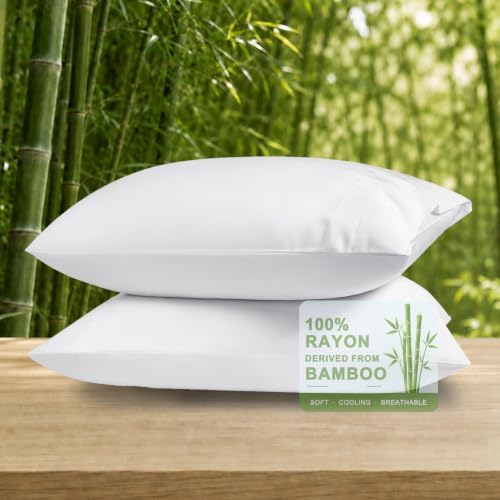 Pillow Cases Set, 100% Rayon from Bamboo, Queen 20"x30" White by COZYXWORLD
