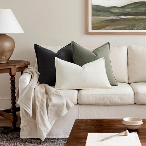 MIULEE Thick Textured Decorative Throw Pillow Covers 20x20 Inch Black - Image 5