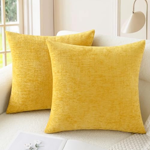 CaliTime Decorative Throw Pillow Covers 20 X 20 Inches Mustard Yellow by CaliTime