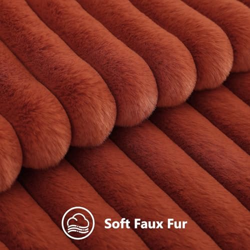 decorUhome Fall Faux Fur Throw Pillow Covers 12x20 Set of 2 Rust - Image 4