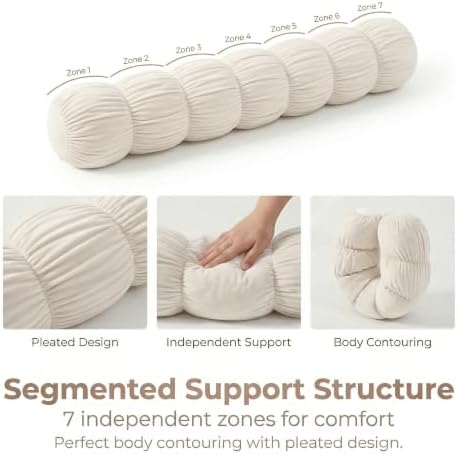 Pat. Pend. Long Bolster Pillow for Bed, 39 Inch, Misty White - Image 4