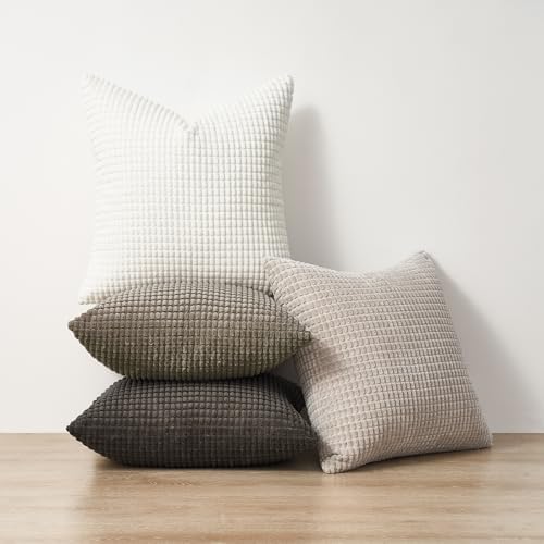 Topfinel Neutral Grey Pillow Covers Set of 4, Boho Sofa Throw Pillows Covers - Image 5