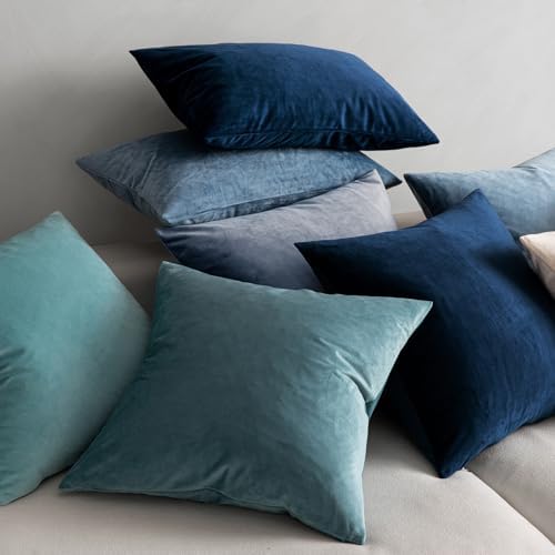 MIULEE Velvet Throw Pillow Covers 14x14 Inch Pack of 2 Dark Blue - Image 4
