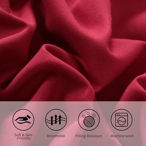 Queen Pillow Cases, 2 Pack, 20x30 in, Microfiber, Wine Red - Image 5
