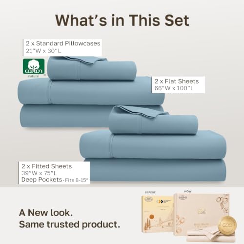 California Design Den 2-Pack 100% Cotton Sateen Twin Bed Sheets Set - Image 3