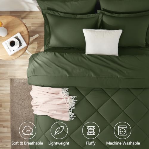 CozyLux King Comforter Set 102"x90" Olive Green - Image 5