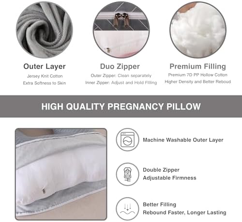 ALLOPERA Pregnancy Pillow, Full Body Maternity Pillow 57 inch, - Image 3