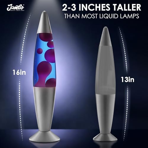 JAMBO 16" Beautiful Liquid Lamp- Blue with Purple Wax, Relaxing Magma Light, Night Light Nightlight, Home Decor Living Room Office Bedroom Lamp for Adults Teens Kids - Image 5