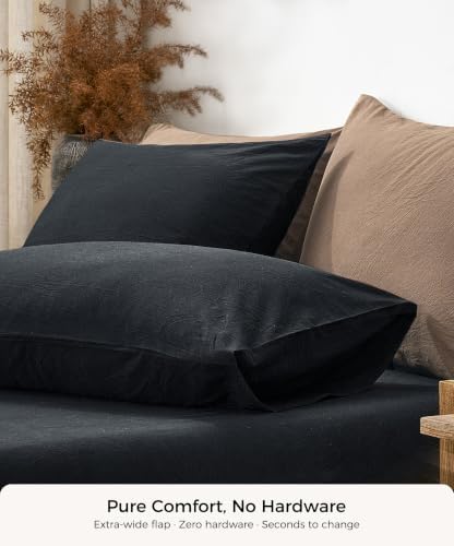 JELLYMONI 100% Washed Cotton Pillowcases, Envelope Closure 2-Pack - Image 5