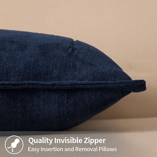 Allorry Throw Pillow Covers 20x20 Navy Blue Chenille Solid Home Decor014I20 - Image 2