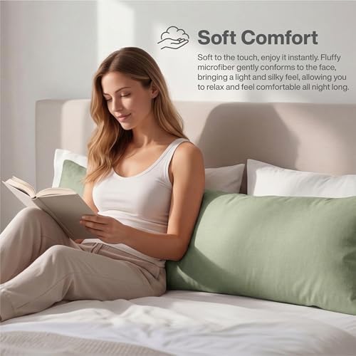 QUEENSBAY Body Pillow Case, 1 Pack, Soft Microfiber Long Pillow Cover, - Image 6