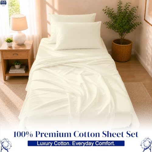 Cottingon 4 PC Cot Sheet Set 25"X75", Egyptian Cotton - Image 2