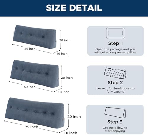 IASEAHK Headboard Pillow Twin, Wedge Pillow Headboard - Image 2