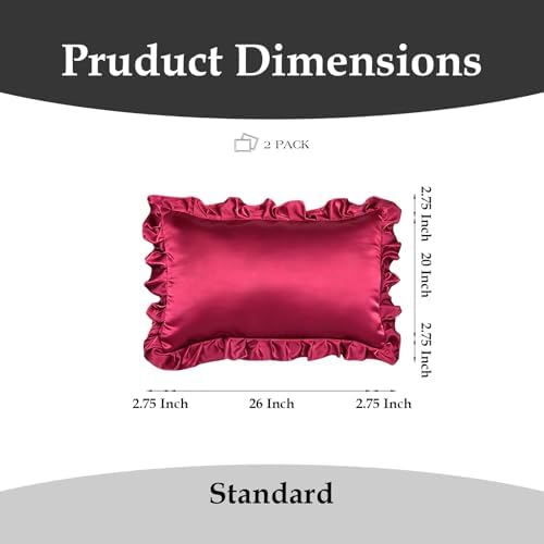2 Pack Ruffle Satin Pillowcases Standard 20"x26" Baby Blue - Image 2