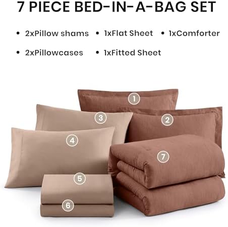 Monbix Full Comforter Set 7 Pieces Terracotta Cationic Dyeing Bed in a Bag - Image 7