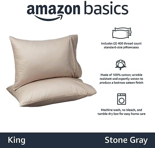 Amazon Basics 400 Thread Count Soft Luxury 100% Cotton Wrinkle Resistant Pillow - Image 2