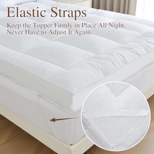 WhatsBedding 5 in Goose Feather Bed Mattress Topper, 100% Cotton Fabric - Image 6