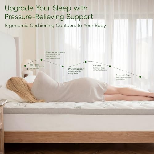 NEWDECO Queen Mattress Topper Cooling Bamboo Pillow Top Mattress Pad - Image 5