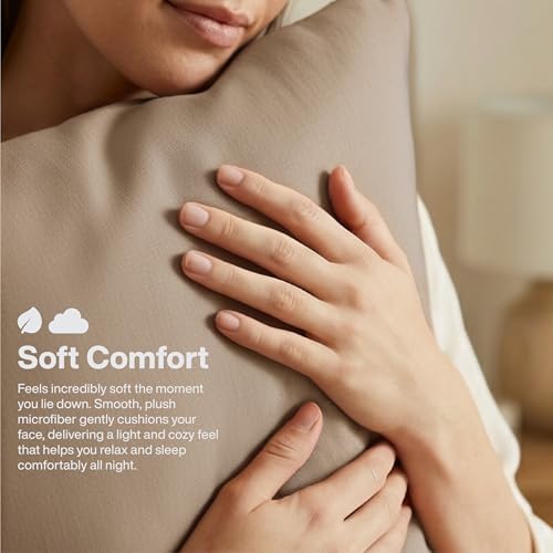 QUEENSBAY Queen Pillow Cases Set of 2, Microfiber Cooling Pillowcases, Soft - Image 6