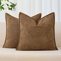 Allorry Throw Pillow Covers 24x24 Light Brown Chenille Solid Home DecorC24 by Allorry