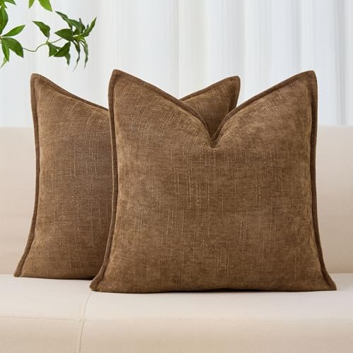 Allorry Throw Pillow Covers 26x26 Light Brown Chenille Solid Home DecorC26 by Allorry