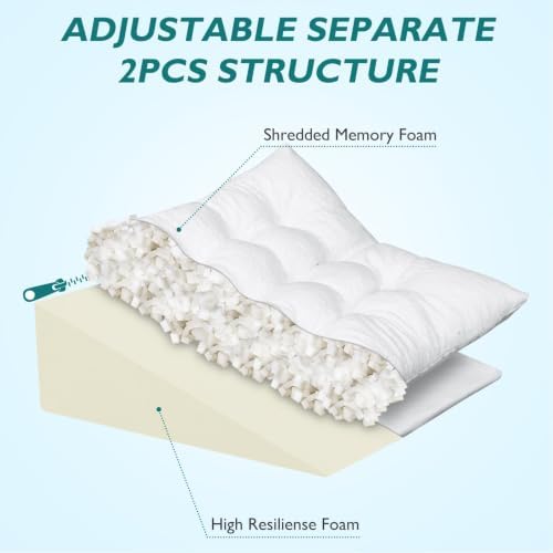 Bed Wedge Pillow for Sleep Apnea 10 Inch Gerd Pillow Patent Dual Layer Triangle - Image 2