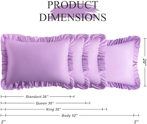Ruffled Queen Pillow Shams, 2 Pack, 20x30 Inches, Light Purple - Image 3