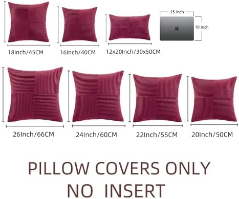 Fancy Homi 2 Packs Burgundy Decorative Throw Pillow Covers 22x22 Inch - Image 6