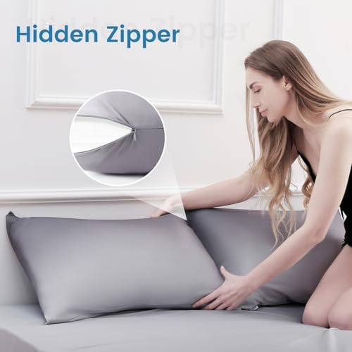 LUXEAR 2 Pack Cooling Pillow Cases, Gradient Gray - Image 6