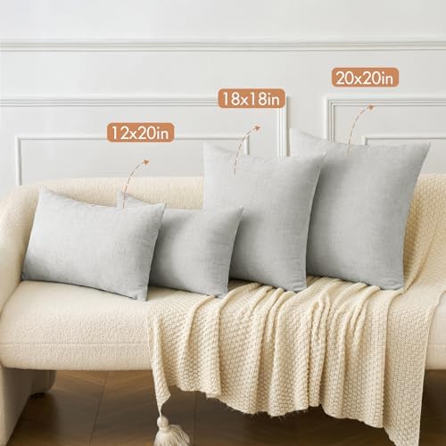 MIULEE Soft Chenille Lumbar Throw Pillow Covers Light Gray 12x20 Pack of 2 - Image 4