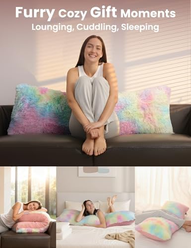 ZonLi Fluffy Body Pillow for Adults, Fuzzy Faux Fur Long Pillow - Image 6