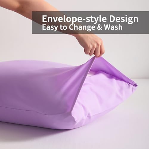 Queen Pillow Cases, 2 Pack, 20x30 in, Microfiber, Light Purple - Image 4