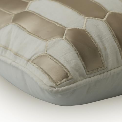 The HomeCentric Ivory 12"x22" Rectangle Pillow Covers, Linen Applique Lumbar - Image 2