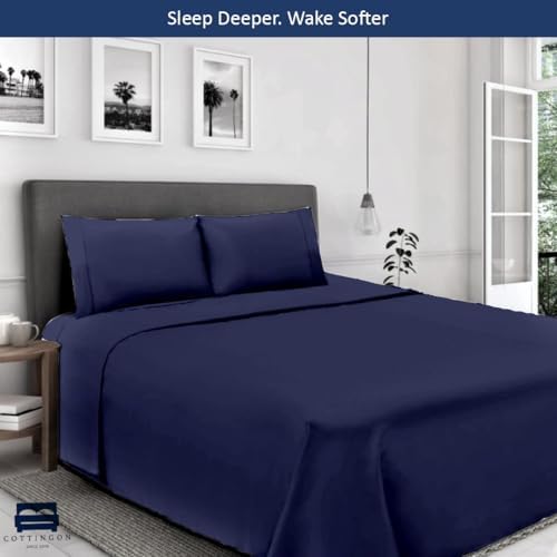 Cottingon 5 PC Split King Sheets Fits 16" Deep, Egyptian Cotton - Image 6