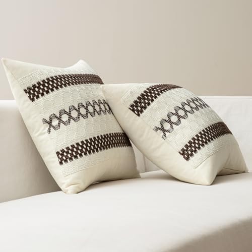 MIULEE Set of 2 Dark Brown Boho Decorative Pillow Covers 20x20 Inch - Image 6