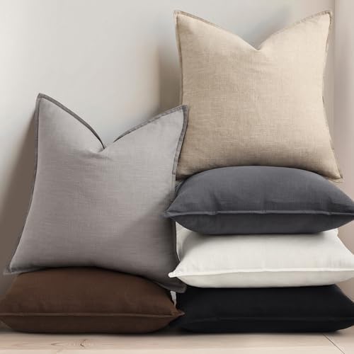 decorUhome Fall Dark Grey Linen Throw Pillow Covers 16x16 Set of 2 - Image 5