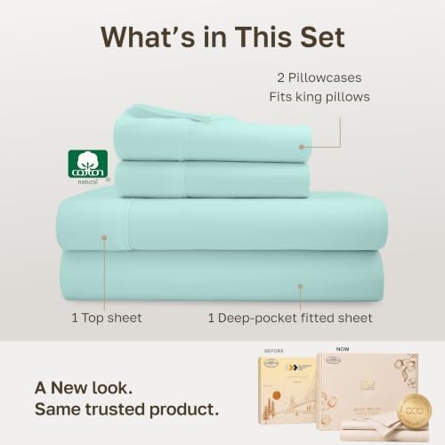 California Design Den Soft 100% Cotton Sateen King Size Sheets Set - Image 3