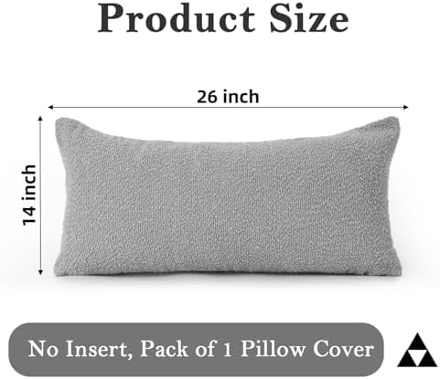 JoraLion 14x26 inch Boucle Lumbar Pillow Cover, Light Gray Woven Texture - Image 4